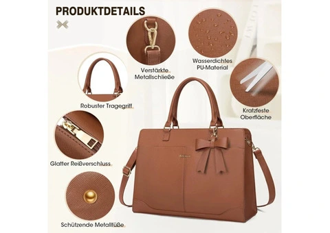 RAINSMORE Laptop Bags for Women 15.6 Inch Work Bags PU Leather Ladies Laptop Han - 3/3