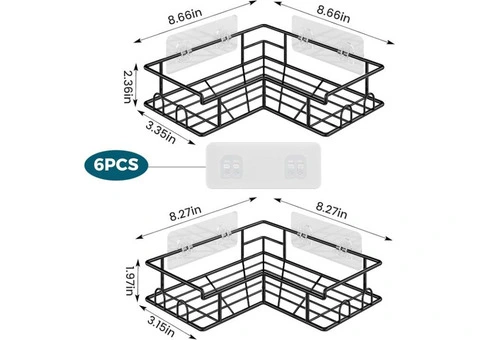 Vinabo Corner Shower Caddy, 2 Pack Rustproof Bathroom Shelves, Shower Shelf No D - 2/2