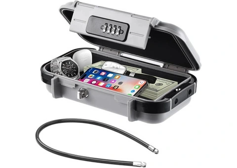 Portable Safe Box with Code, [Waterproof & Anti-Theft]Travel Safe - 1/3