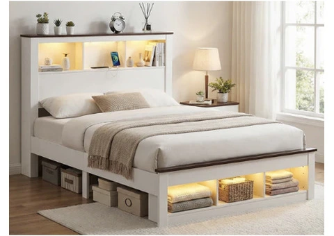 Cream Bed Frame Double – Stylish and Comfortable Bedroom Furniture - 1/3