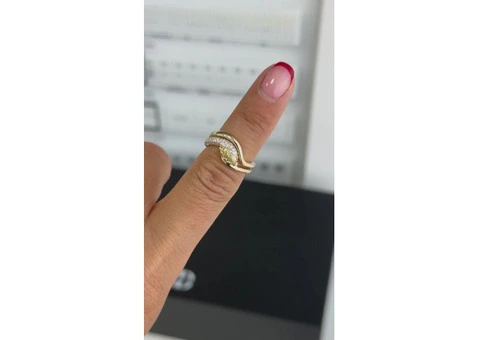Marquise Lab Grown Diamond Ring 1Ct – Wave Pavé Band in 14K Yellow Gold