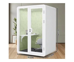 Enclosed Soundproofed Privacy Pod - Light Green Texture Stylish Design