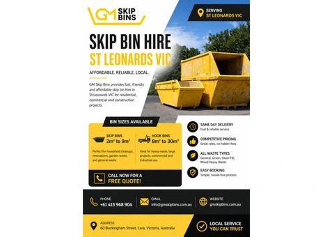 Best Skip Bin Hire in St Leonards VIC – Fast Delivery & Great Prices