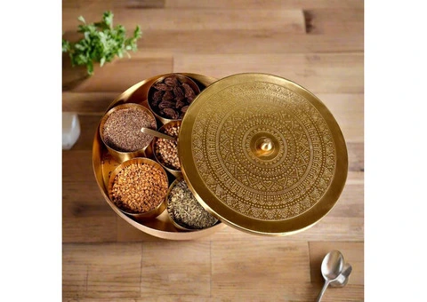 Brass Spice Box with Gift Box - 1/3