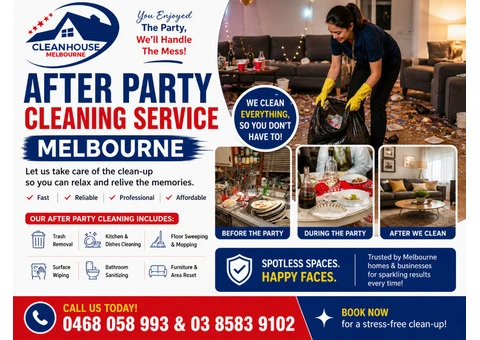 Professional After Party Cleaning Service Melbourne | Stress-Free Cleanup