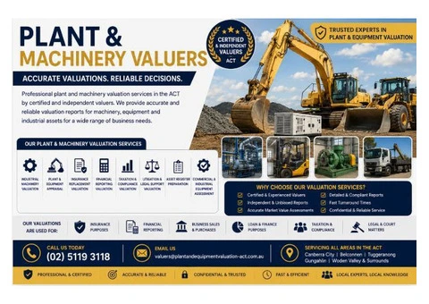 Certified Plant and Machinery Valuers in ACT