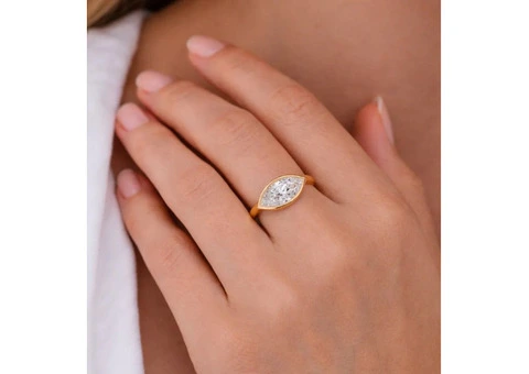 East West Marquise Lab Diamond Ring