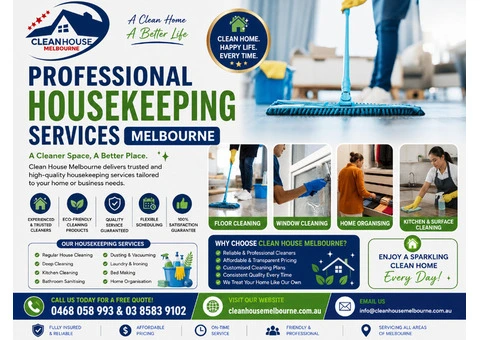 Housekeeping Services Melbourne | Expert Home Care by Clean House Melbourne