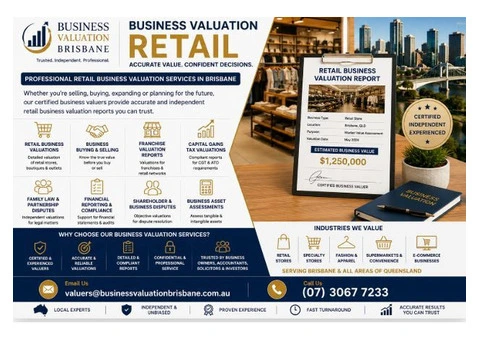 Business Valuation Retail Services Brisbane | Certified Business Valuers