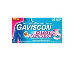 Buy Gaviscon Dual Action Chewable Peppermint 16, 32 & 48 Tablets