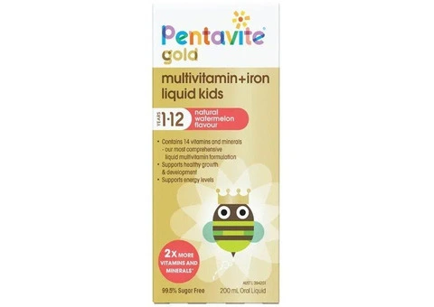 Pentavite Gold Kids Liquid Multivitamin + Iron 200ml