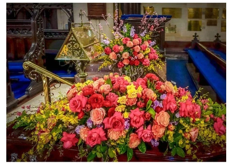 Gentle, dignified floral covers hand-arranged with care