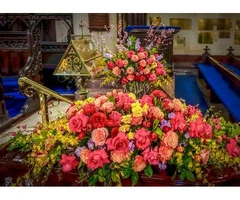 Gentle, dignified floral covers hand-arranged with care