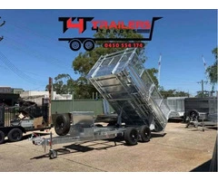 12x7 Tabletop Tipper Trailer 3500kg GVM with Cage, Headboard, Ramp