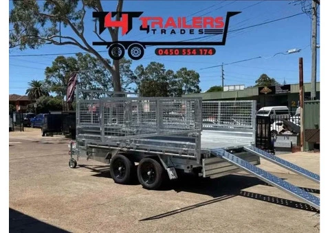 12x7 Tabletop Tipper Trailer 3500kg GVM with Cage, Headboard, Ramp - 2/9