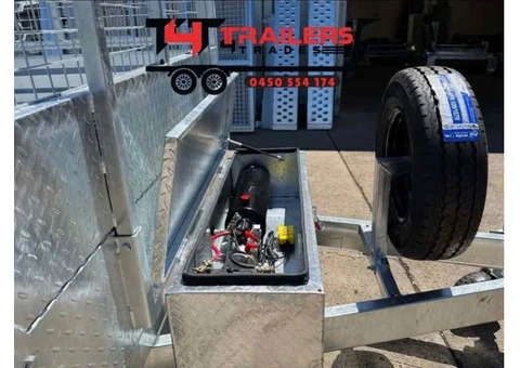 12x7 Tabletop Tipper Trailer 3500kg GVM with Cage, Headboard, Ramp - 4/9