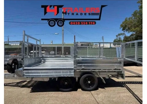 12x7 Tabletop Tipper Trailer 3500kg GVM with Cage, Headboard, Ramp - 8/9