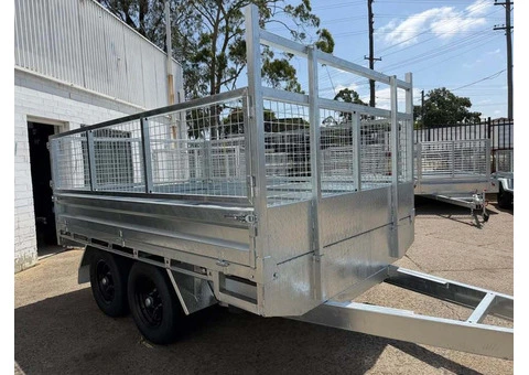 10x7 Table Top Trailer with Cage, Ramp  3500kg GVM - 6/9
