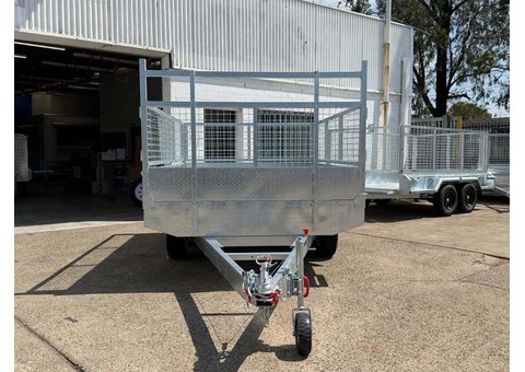10x7 Table Top Trailer with Cage, Ramp  3500kg GVM - 8/9