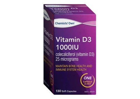 Buy Chemists' Own Vitamin D3 1000IU 130 Capsules Australia