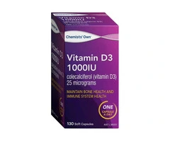 Buy Chemists' Own Vitamin D3 1000IU 130 Capsules Australia
