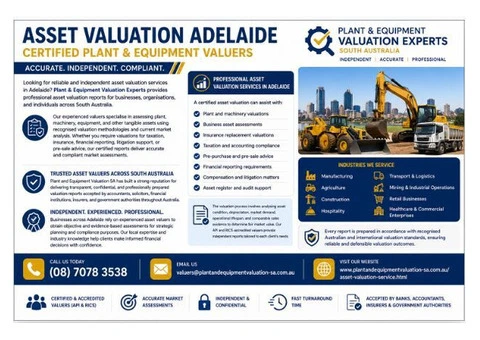 Asset Valuation Adelaide – Certified Plant & Equipment Valuers