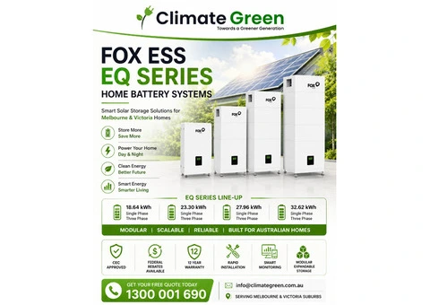 FOX EQ 32.62kWh (Three Phase) – $8,250 + 5kW Inverter