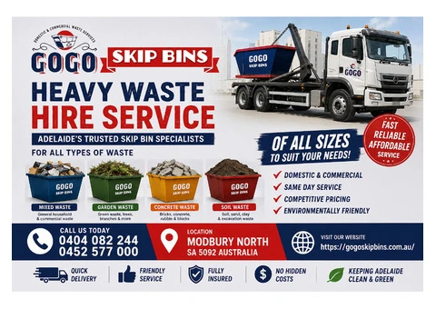 Affordable Skip Bin Online Adelaide Solutions | GoGo Skip Bins