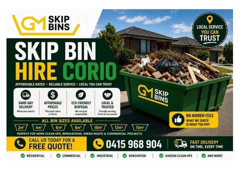 Skip Bin Hire Corio | Local, Trusted & Fully Insured Waste Removal – GM Skip Bins