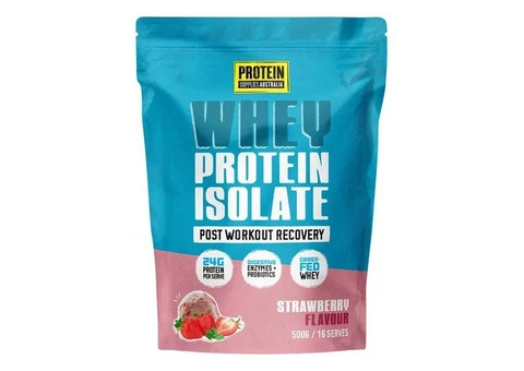 Buy Whey Protein Isolate WPI Powder Strawberry Australia | 500 gm & 1 kg