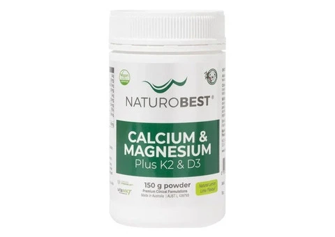 Buy NaturoBest Calcium & Magnesium Plus K2 & D3 Powder Australia | 150gm & 300gm