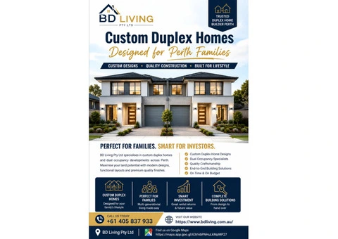 Custom Duplex Homes Designed for Perth Families