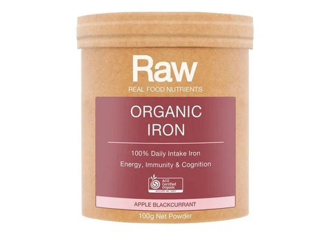 Buy Raw Real Food Nutrients Organic Iron Powder Apple Blackcurrant 100g Australia