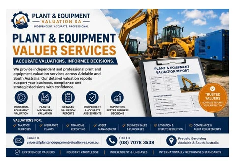 Expert Plant and Equipment Valuer Services in Adelaide