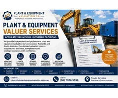 Expert Plant and Equipment Valuer Services in Adelaide