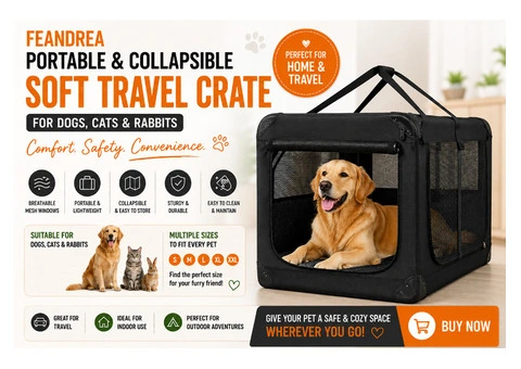 Buy Feandrea Portable and Collapsible Soft Travel Crate for Dogs, Cats and Rabbits
