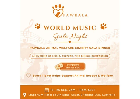 Pawkala Animal Welfare Charity Gala Dinner | World Music Gala Brisbane