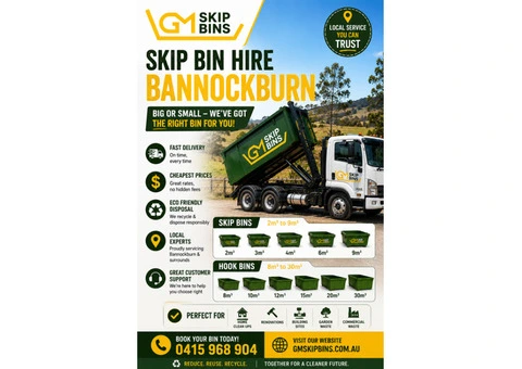 Skip Bin Hire Bannockburn — 2m³ to 9m³ Skip Bins + Hook Bins 8m³ to 30m³ | GM Skip Bins - 2/2