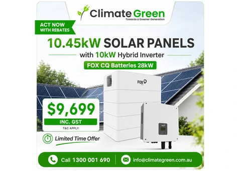10.45kW Solar, 28kWh FOX Battery & 10kW Hybrid Inverter – $9,699