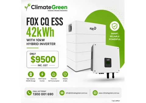 FOX CQ ESS 42kWh Battery with 10kW Hybrid Inverter – $9,500