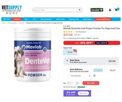 Mavlab DenteVet Anti Plaque Powder For Dogs And Cats 80 Gm | VetSupply Australia