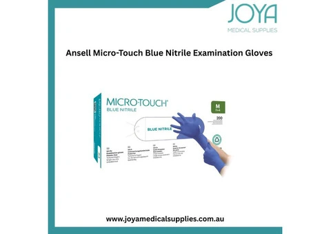 Ansell Micro-Touch Blue Nitrile Examination Gloves - Joya Medical Supplies