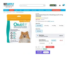 Oravet Dental Chews For X-Small Dogs Up To 4.5 Kg (Orange) 28 Chews | VetSupply Australia