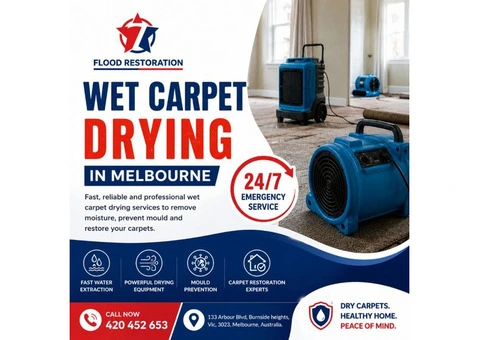 Wet Carpet Drying in Melbourne – Fast & Professional Carpet Drying