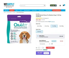 Oravet Dental Chews For Medium Dogs 11-23 Kg (Purple) 28 Chews | VetSupply Australia