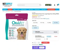 Oravet Dental Chews For Large Dogs Over 23 Kg (Pink) 14 Chews | VetSupply Australia