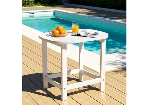 Gardeon White HDPE Outdoor Side Table for Patio & Garden Spaces