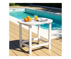 Gardeon White HDPE Outdoor Side Table for Patio & Garden Spaces