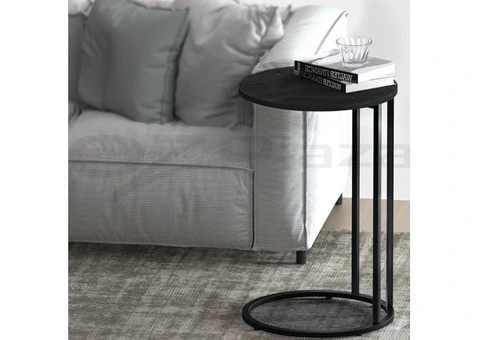 Artiss Round Black Coffee Side Table for Modern Living Spaces