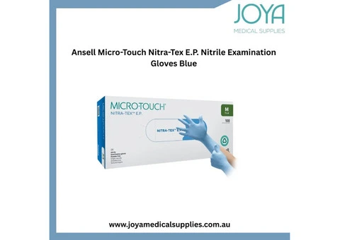 Ansell Micro-Touch Nitra-Tex E.P. Nitrile Examination Gloves Blue - Joya Medical Supplies